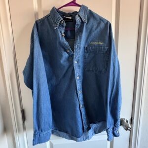 Disney Embroidered Denim Button-Up Shirt